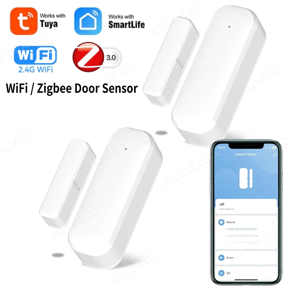 Tuya WiFi Zigbee Sensore per porte e finestre Sistema di allarme di protezione di sicurezza domestica intelligente Rilevatori di porte aperte/chiuse per Alexa Google