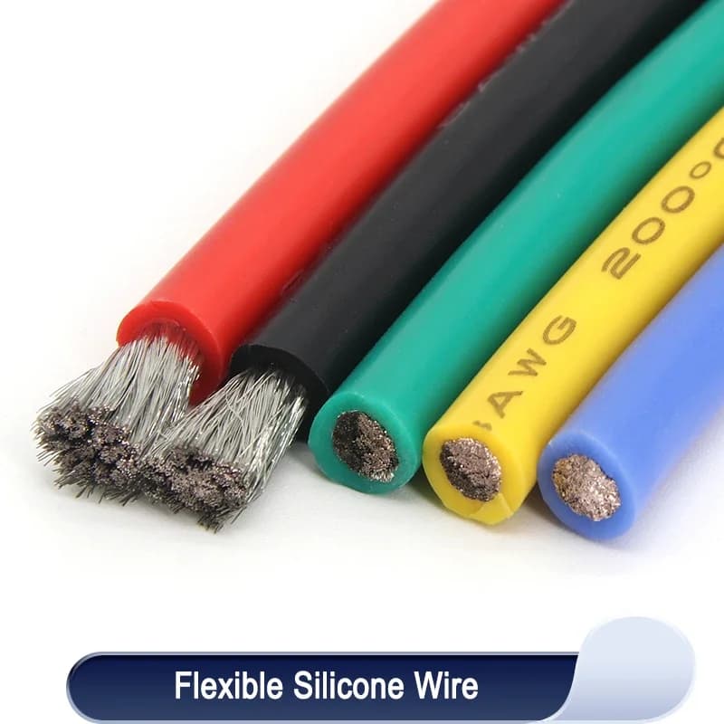 1/5m Soft Silicone Cable Car Battery Automotive Wiring 30 28 26 24 22 20 18 16 14 12 10 8 6AWG Heat Resistant Electric Cable