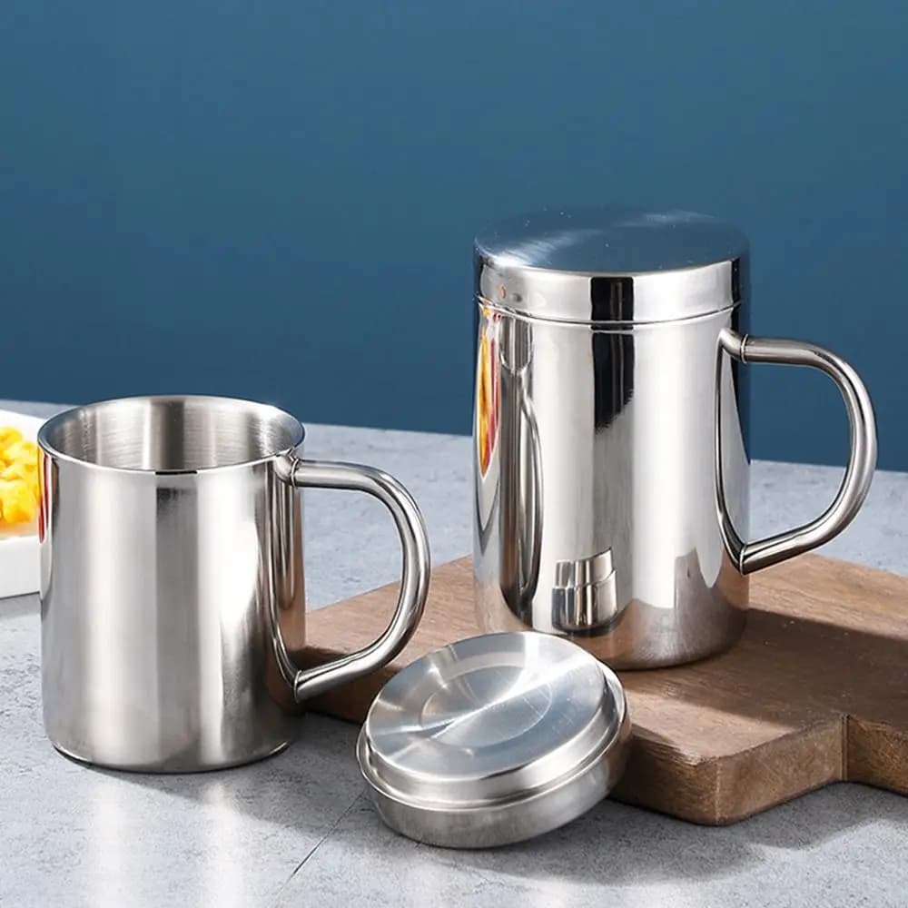 1 pz 200/300/400 ml tazza da caffè in acciaio inossidabile doppio strato tazza antiscottatura tazza portatile bere birra tè succo bicchiere termico