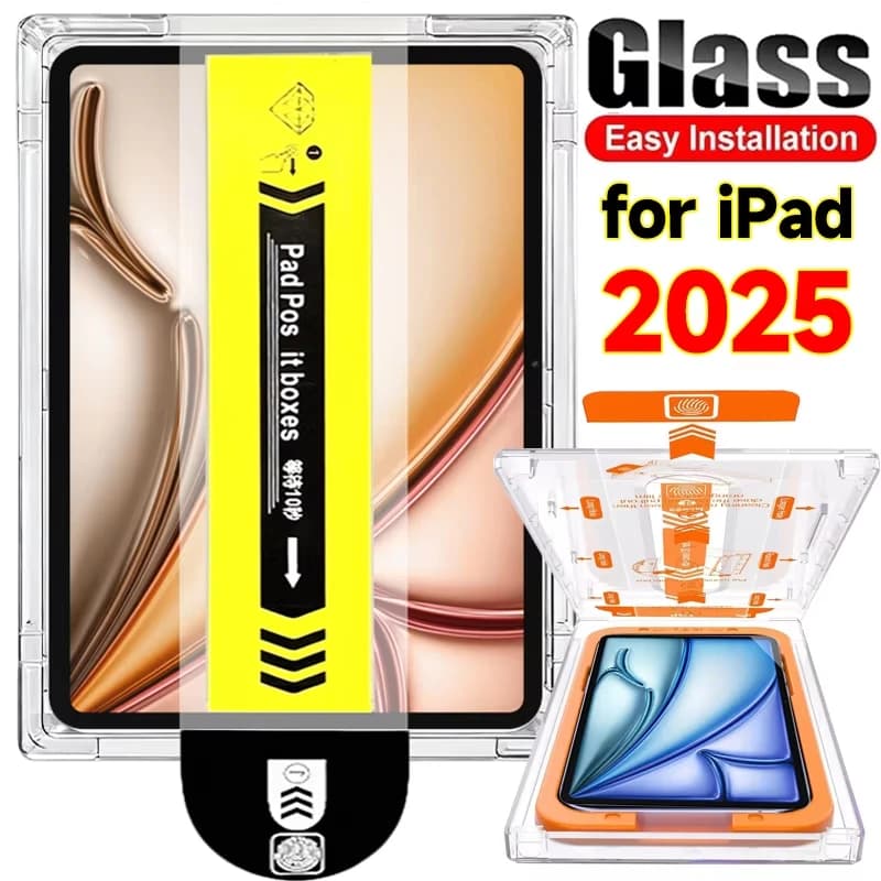 Vetro temperato di facile installazione per iPad Pro 13 11 M4 M3 M2 per iPad Air Mini 6 7 Per iPad 11th 2025 A16 Pellicola proteggi schermo in vetro