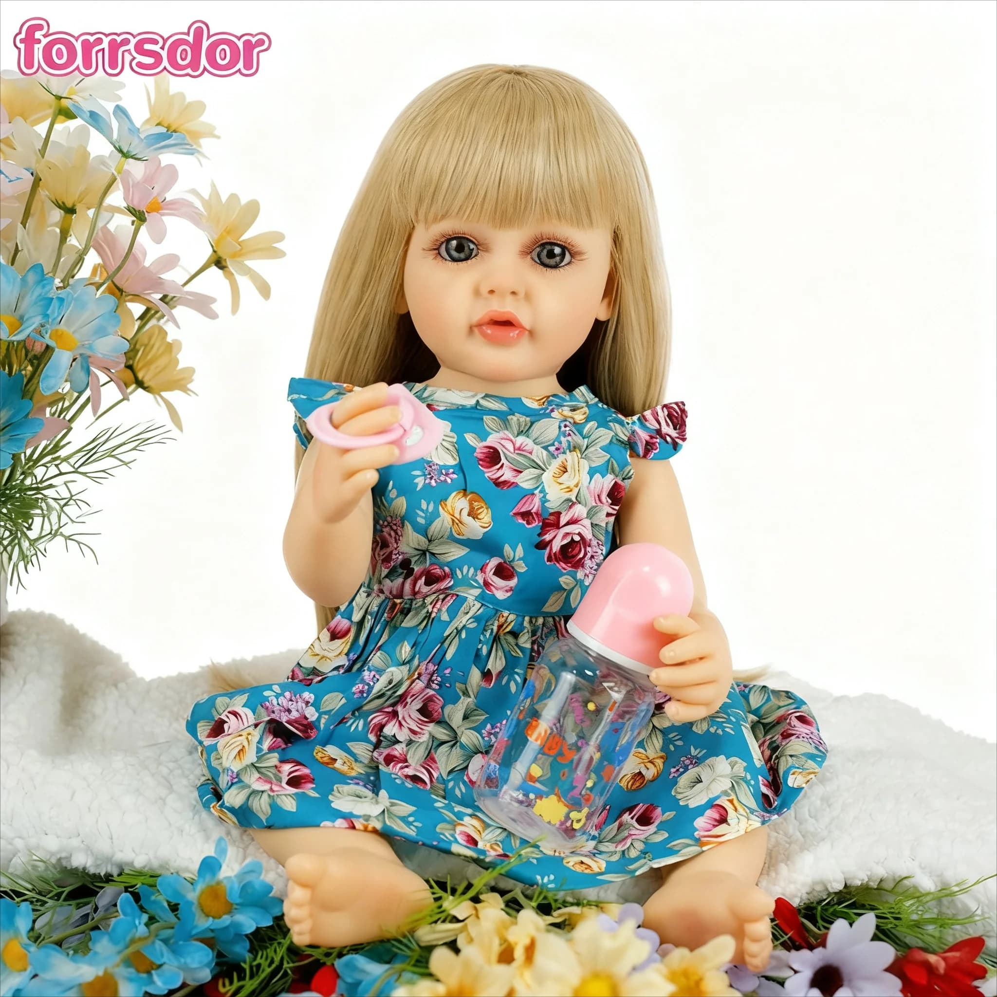 55CM Betty Realistic Reborn Doll Full Silicone Vinyl Body Washable Lifelike Blond Hair Princess Baby Girl Christmas Gifts