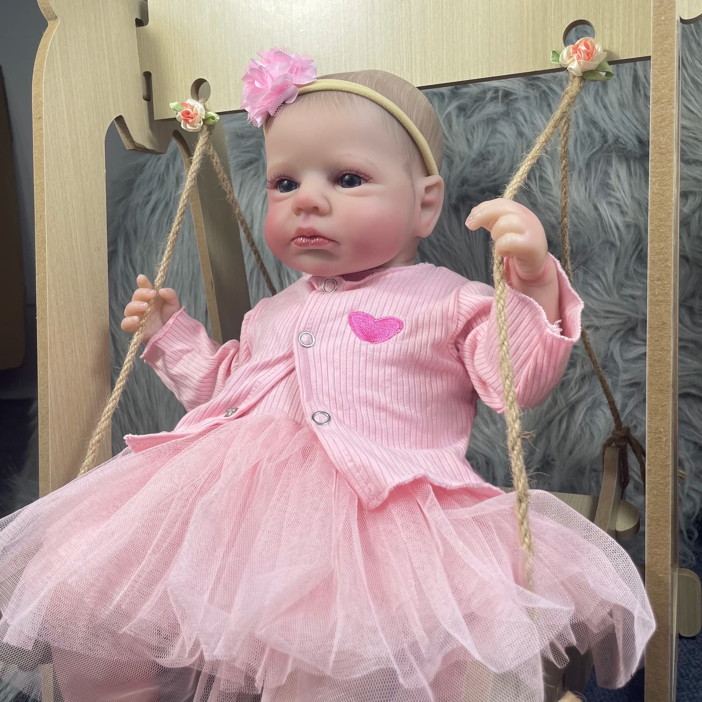 MRB 50 CM LouLou Awake Principessa Ragazza Reborn Baby Doll Aperti Occhi Blu Pelle 3D Vene Visibili Bambola Da Collezione Giocattolo Regalo Di Natale