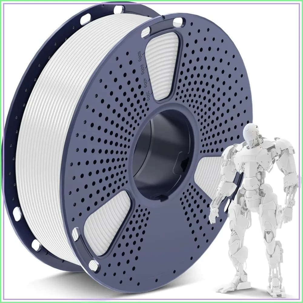 Filamento PLA per Stampante 3D 1.75mm, Precisione Dimensionale +/- 0.02 mm, Avvolgimento Ordinato, Bobina da 1kg, Bianco, Compatibile con la Maggior Parte delle Stampanti 3D FDM