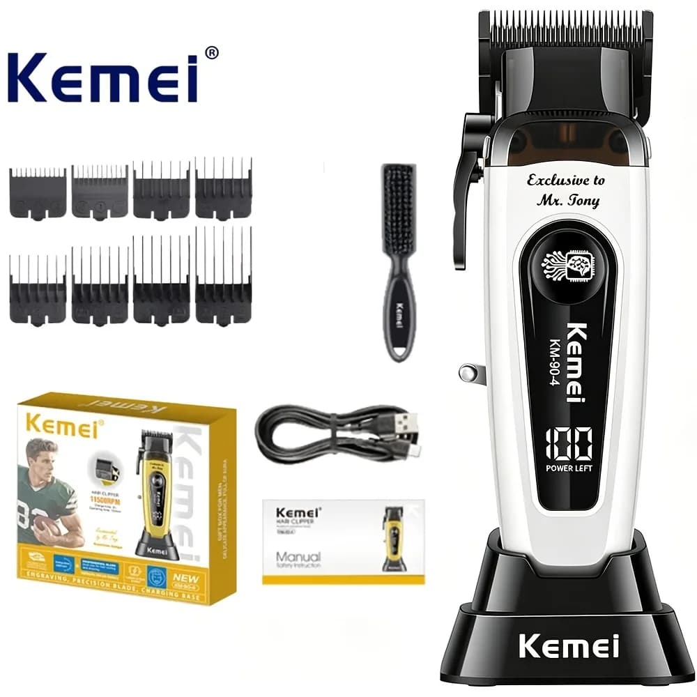 Tagliacapelli Elettrico Professionale Kemei 10W, Trimmer Senza Fili Ricaricabile, Macchina per Taglio Capelli da Barbiere KM-90-4