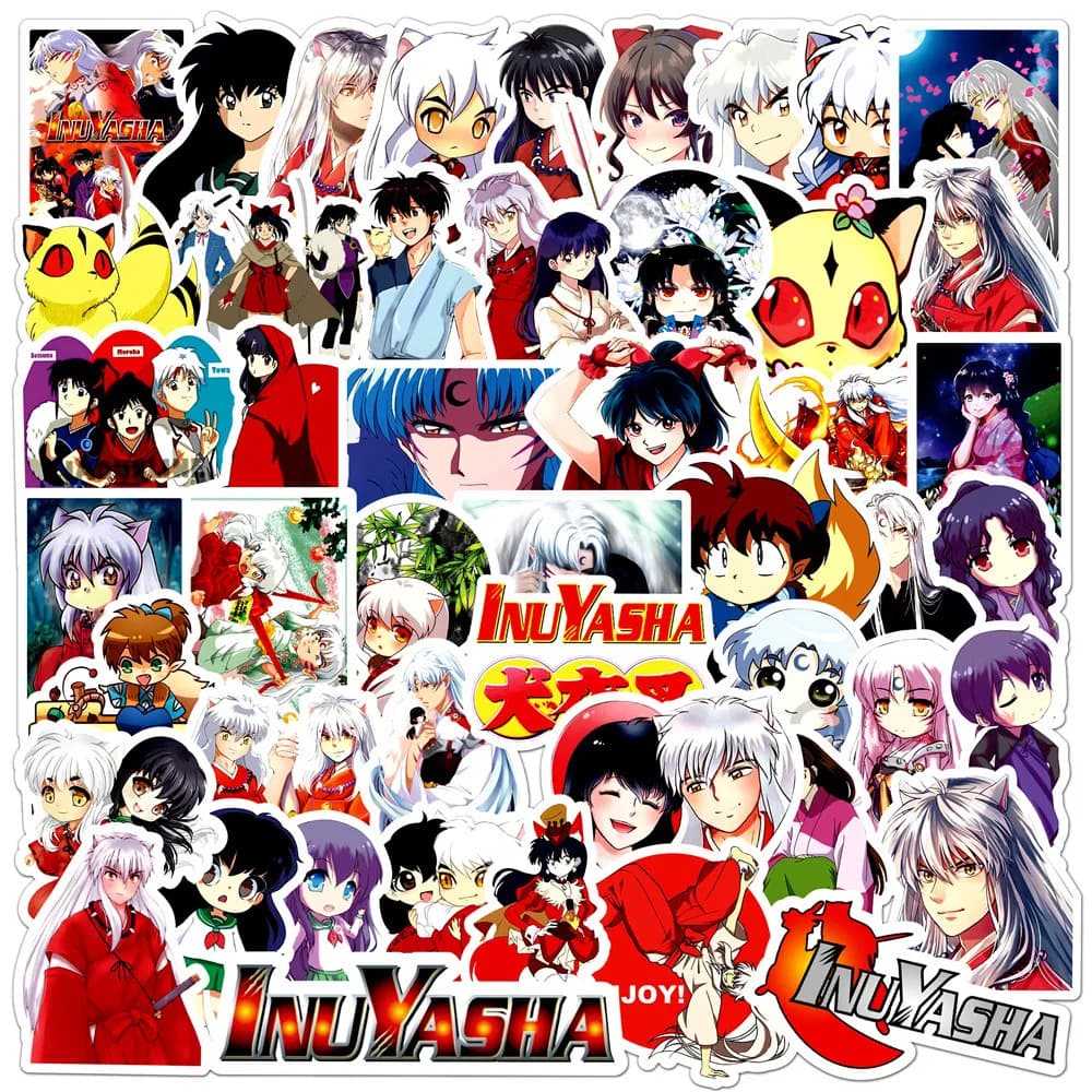 50 Pezzi Adesivi Divertenti Anime Inuyasha, Decalcomanie Cartoon Kikyō, Graffiti Fai-da-Te per Valigie, Laptop, Chitarre, Auto, Bici, Skateboard