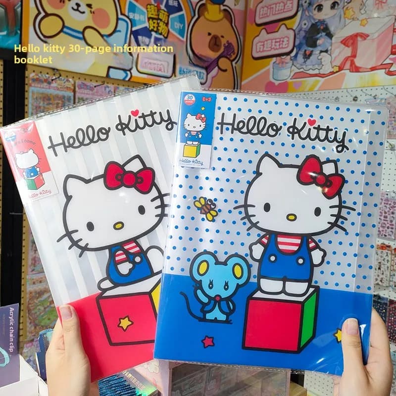 Cartella di file Sanrio Hello Kitty 30 pagine Trasparente Multi Pocket Organizer Porta documenti cartaceo Nuovo stile per l'ufficio scolastico