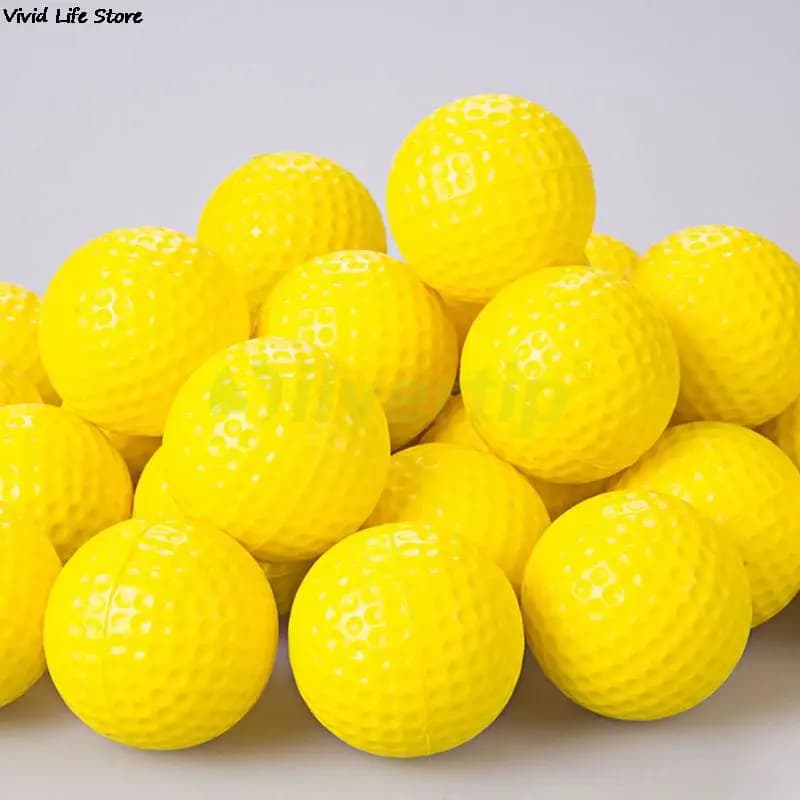 Palline da golf in plastica di alta qualità da 10 pezzi Sport all'aria aperta Palline da golf elastiche morbide gialle Palline da allenamento per la pratica del golf Aiuto per l'allenamento