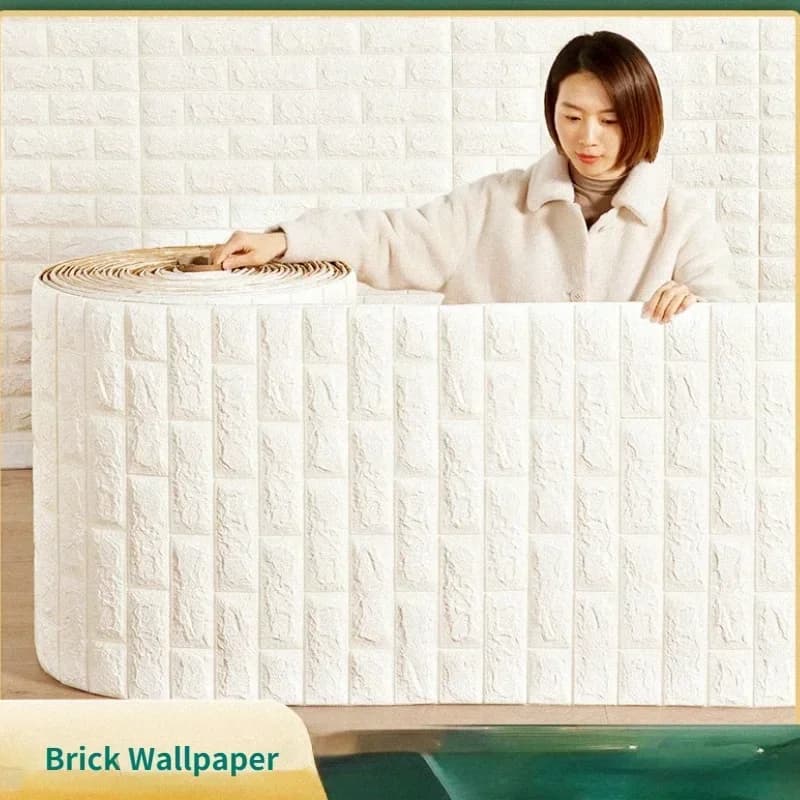 Carta da Parati 3D Autoadesiva 70cmx1/5/10m, Decorazione Murale in Schiuma Effetto Mattone Antico, Adesivo da Parete Impermeabile per Soggiorno e Camera da Letto