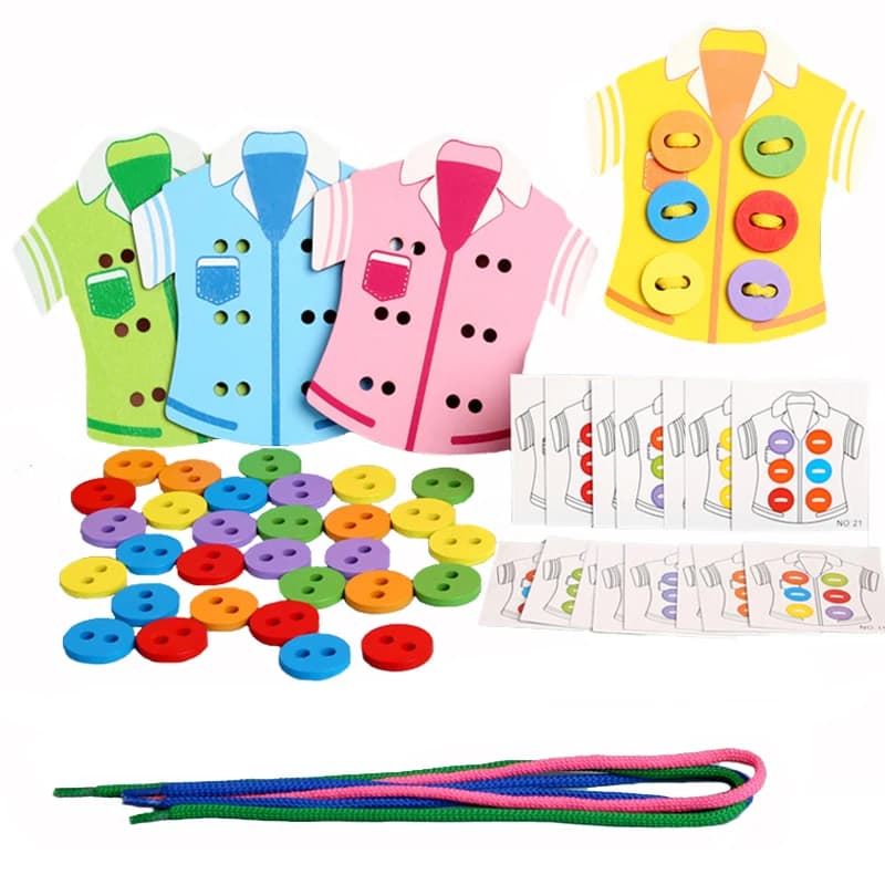 I bambini imparano abilità di vita di base Sussidi didattici Abbigliamento Bottoni per infilare Tavolo da cucito Giocattoli puzzle Ggame