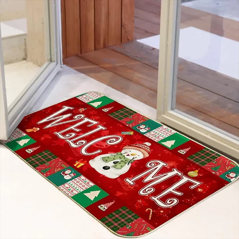 Christmas Them Entrance Door Mats Home Welcome Carpet for Bedroom Bathroom Indoor Outdoor Anti-Slip Carpet Festival Decoration