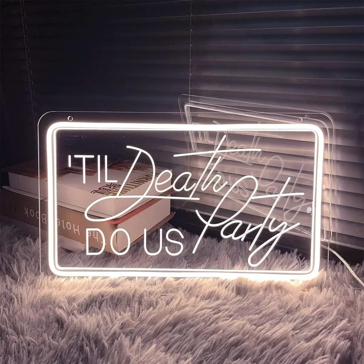 Insegna al Neon LED 'Til Death Do Us Part' Dimmerabile, Alimentata USB, per Matrimoni, Feste, Eventi, Camera da Letto, Soggiorno, Decorazione Murale