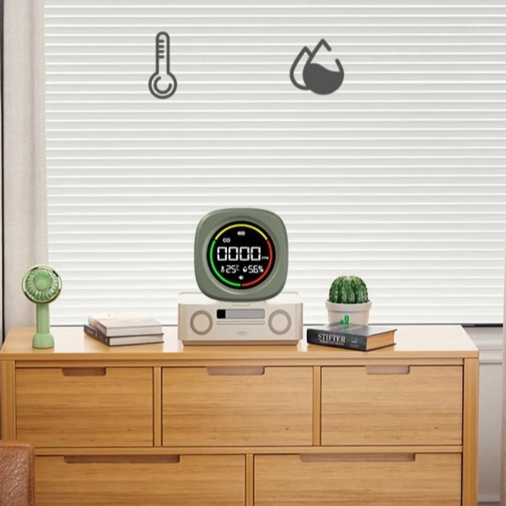 Rilevatore di Monossido di Carbonio 3 in 1 Ricaricabile Magnetico Allarme CO con Display LCD ad Alta Definizione