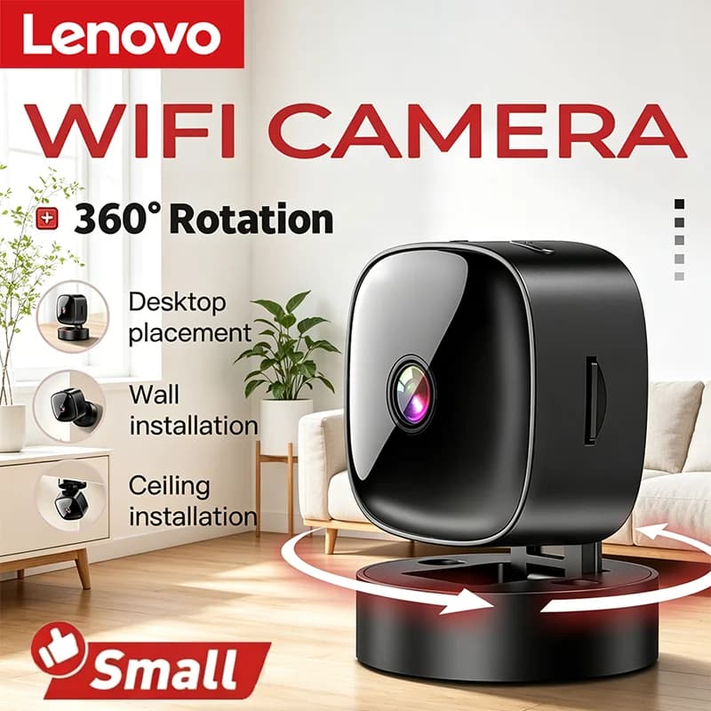 Telecamera HD 1080P Lenovo con Wi-Fi 2.4G, Protezione di Sicurezza Wireless, Monitoraggio Remoto, Videocamera per Casa con Connettività Telefonica, Dispositivo Intelligente