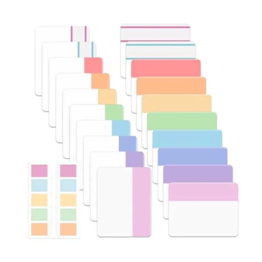 Sticky Index Tabs, 500 pcs, 21 Sets, Writable Colored Page Markers for Reading Notes, Books, Binders, Notebook, Folders and Cla