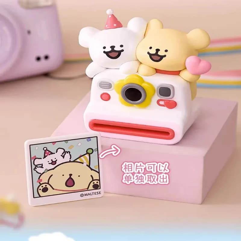 Plzdot Linea maltese Puppy Happy Outing Series Blind Box Mystery Box Toys Cute Action Anime Figure Kawaii Model Gift