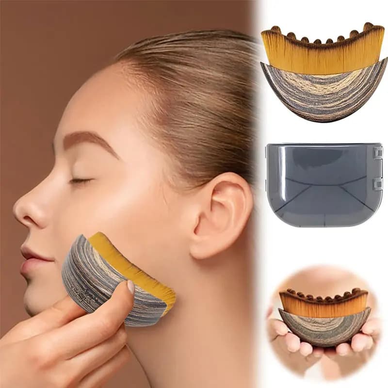 Modeling brush for the face, with ergonomic siren line design, accurately defines the jaw and chin line.