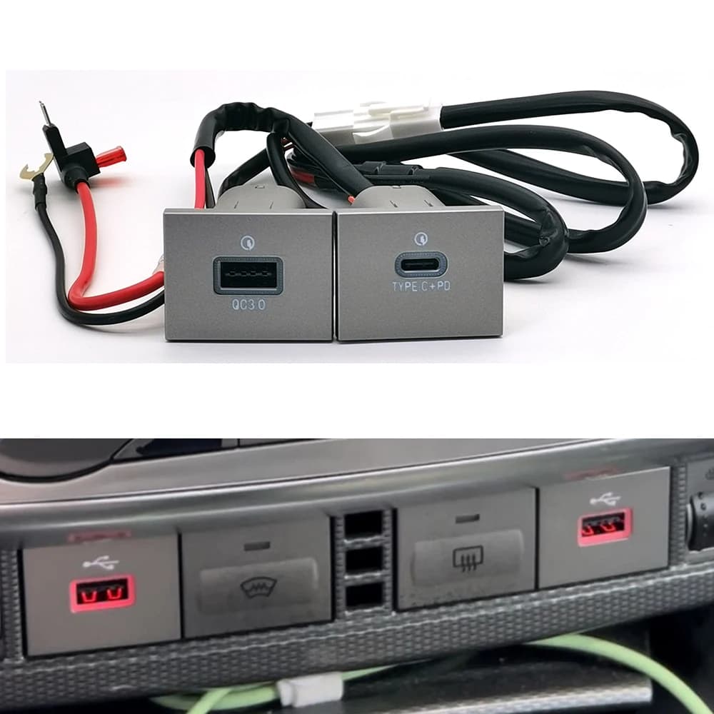 Car Charger 12V/24V Dual USB PD Type C Charging Power Adapter Fast Charger Adapter for Ford Focus 2 Mk2 2009 2010 2011