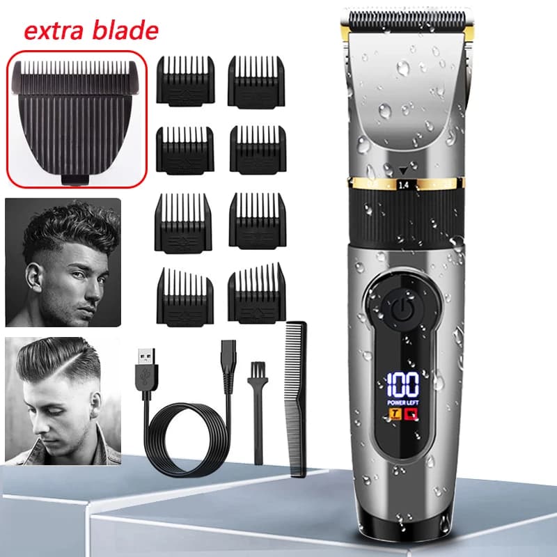 Professional Haircuts Rechargeable Electric Haircut for Men Barba Kids Barber Haircut Cutting Machine LED Screen Waterproof