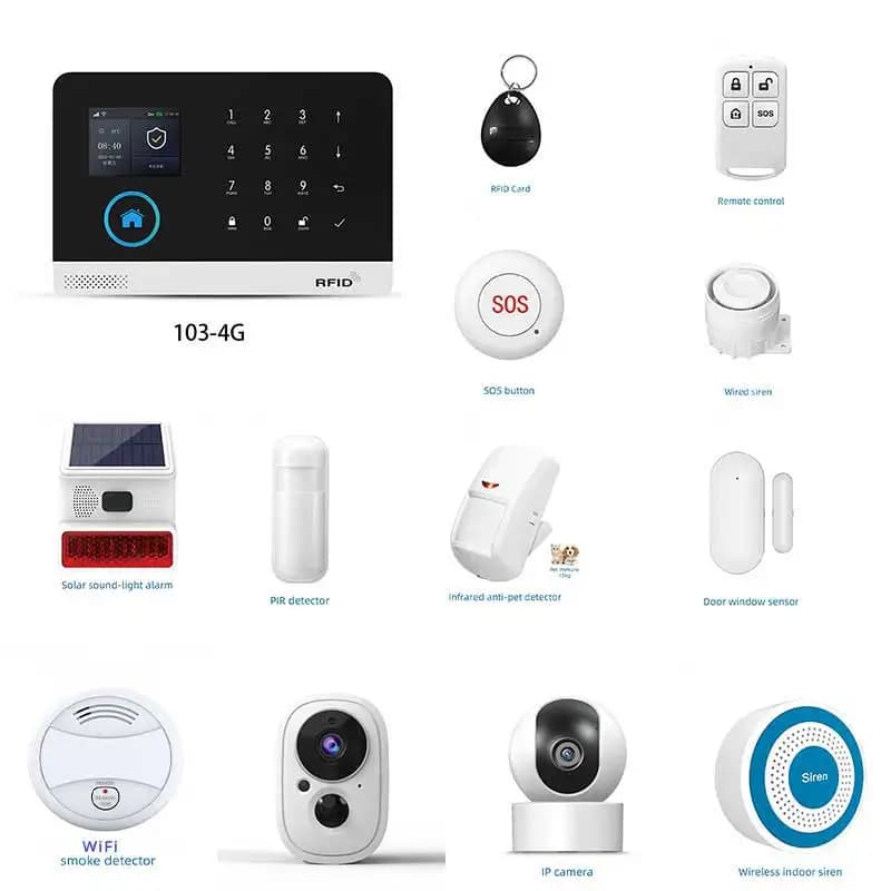 Antifurto Sistema di sicurezza domestica Accessori per sistemi di allarme Rilevatore PIR Rilevatori di porte Allarme solare esterno 433 Mhz GSM Wireless