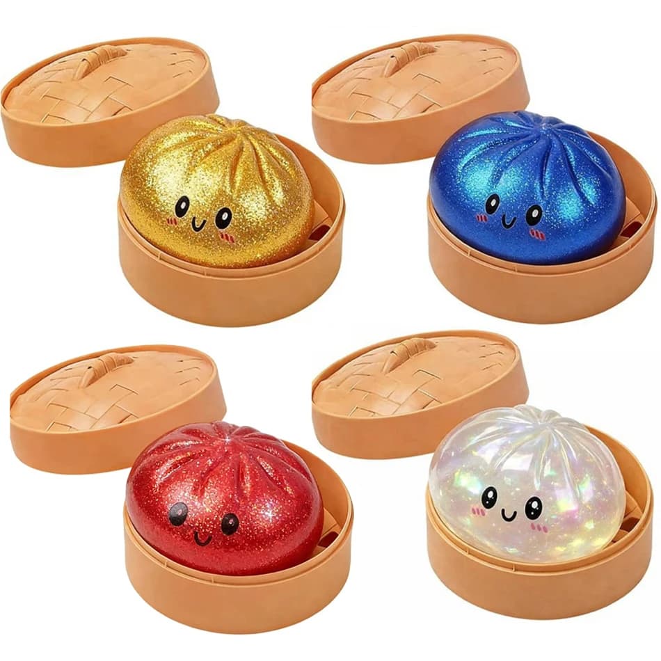 Giocattolo Antistress Squishy a Forma di Ravioli, Giocattolo Sensoriale Colorato a Simulazione di Cibo, Giocattolo Morbido a Lenta Risalita a Forma di Panino Ripieno al Vapore