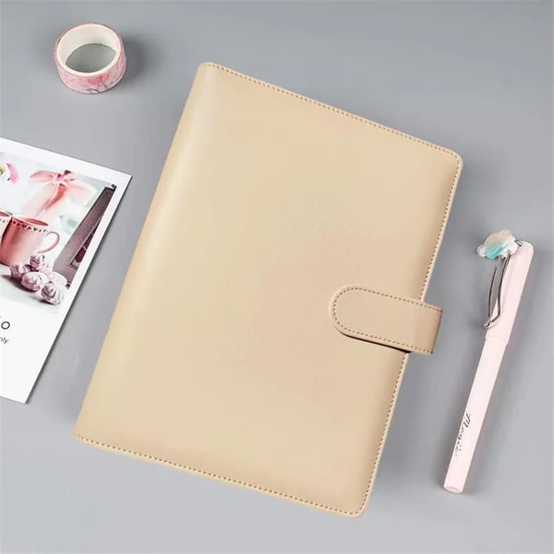New Beiges Verde scuro Blu A5 A6 Raccoglitore a 6 anelli PU Clip-on Notebook in pelle Notebook a fogli mobili Kawaii Cancelleria Solo copertina
