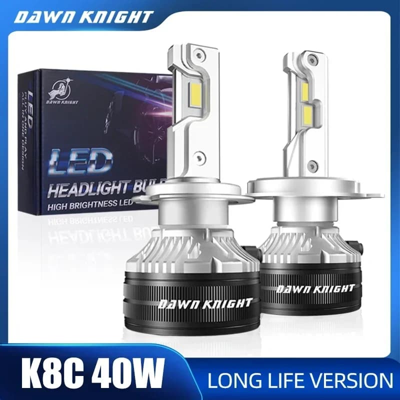 DAWNKNIGHT K8C 40W K7C Led Versione a lunga durata H7 H4 H11 Led Lampadina per fari 3 Tubo di rame Luci a Led per auto H1 HB3 9005 HB4 9006