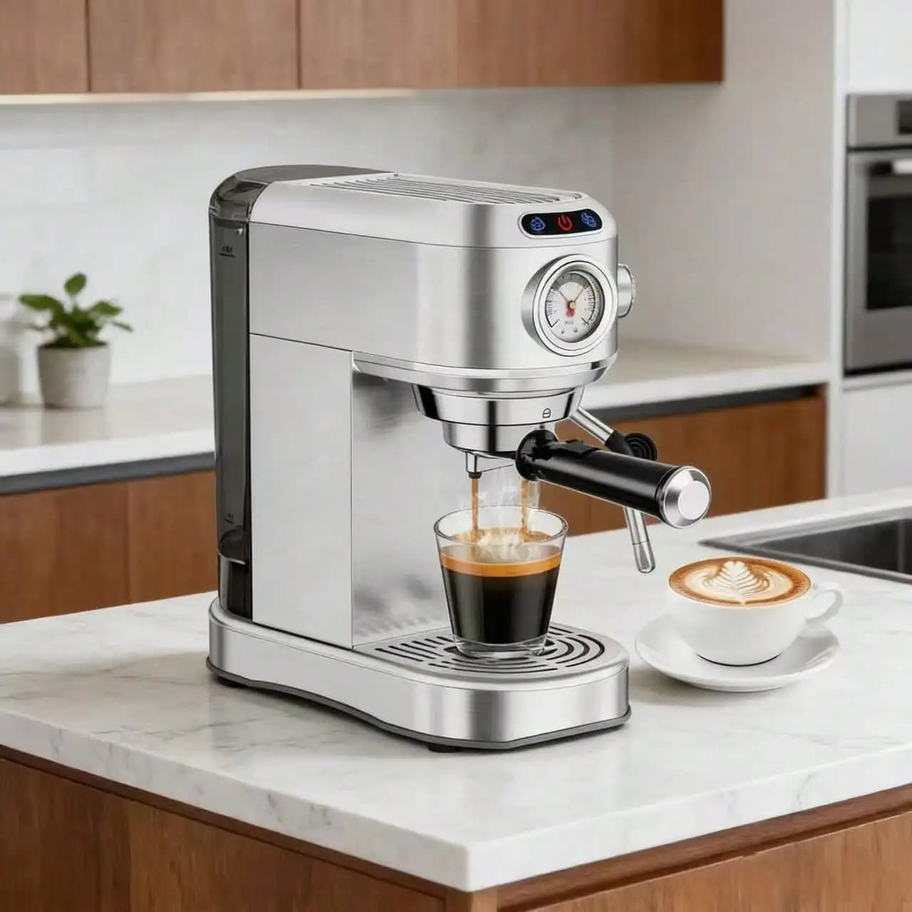 1pcs Espresso Machine,Coffee Maker With Auto-Shut Off, 30 Bar Pump Pressure,34 Oz Removable Tank & Removable Drip Tray, Cappuccino Coffee Maker With Milk Foaming Steam Wand For Latte, Mocha, Cappuccino