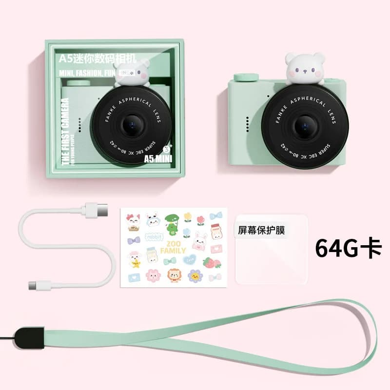 Fotocamera digitale per bambini A5 fotocamera per studenti dei cartoni animati per bambini fotocamera tascabile portatile con doppia fotocamera anteriore e posteriore mini Digital ca