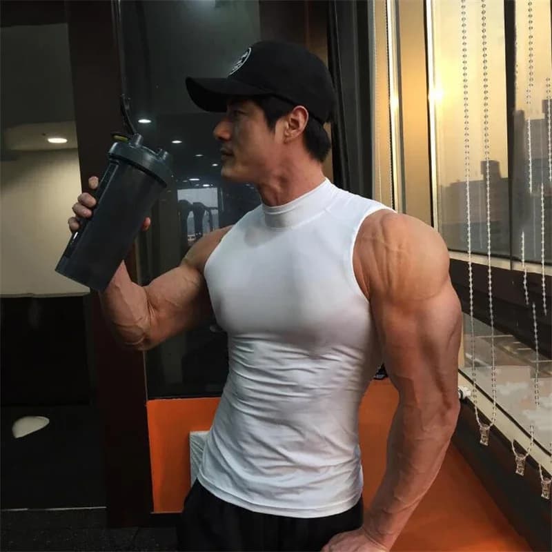 Abbigliamento attillato a compressione Allenamento in palestra Bodybuilding Canotte senza maniche Canottiere sportive fitness da uomo T-shirt estiva fresca ad asciugatura rapida