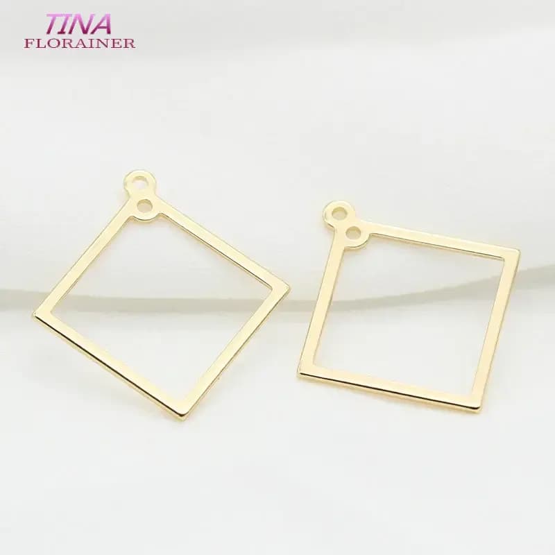 24MM 14K Color oro ottone forma a rombo 2 fori anelli chiusi collegare anelli creazione di gioielli forniture risultati fai da te accessori
