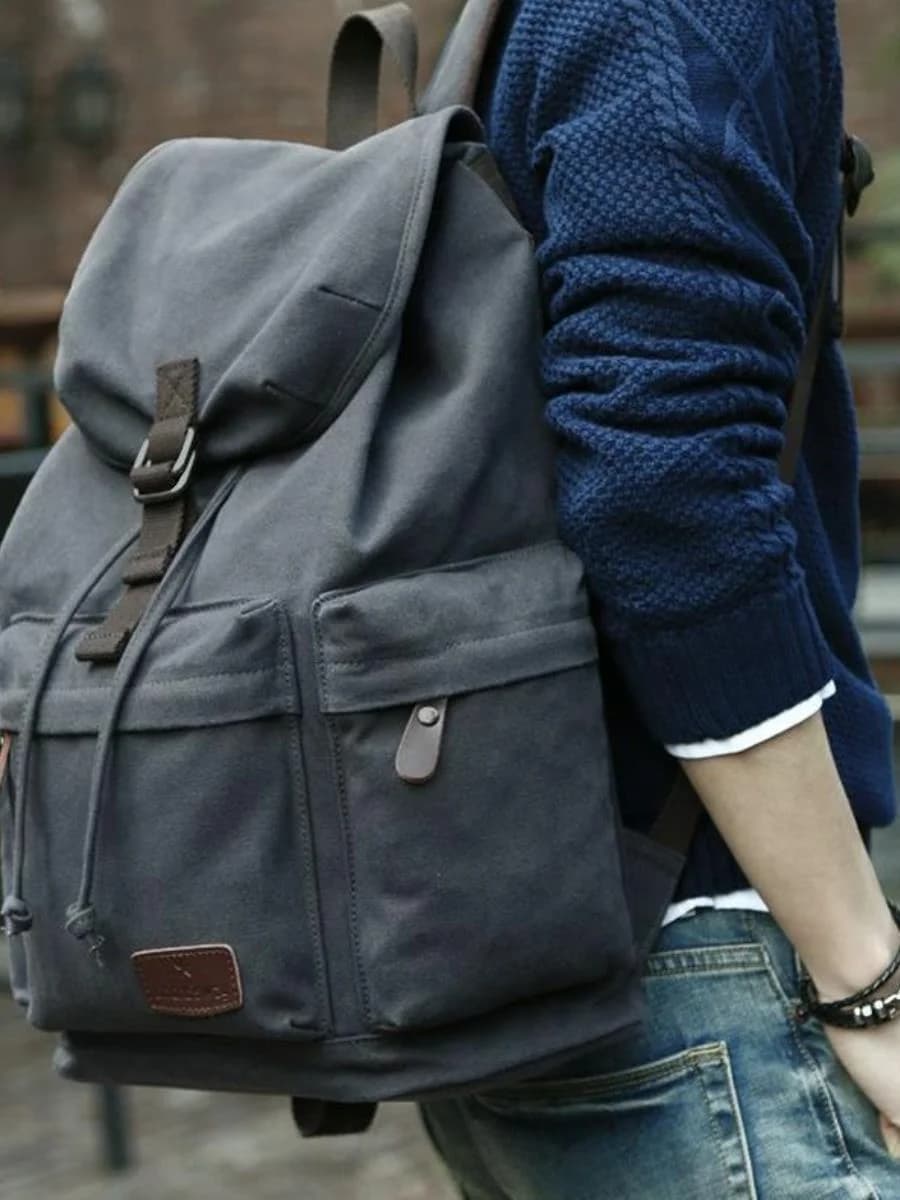 Zaino in Tela Retrò da Uomo, Grande Capacità, Casual, per Studenti delle Scuole Superiori, Borsa per Libri, Abbinabile a Tutto, Marca BOIVCN, Borsa Giovanile