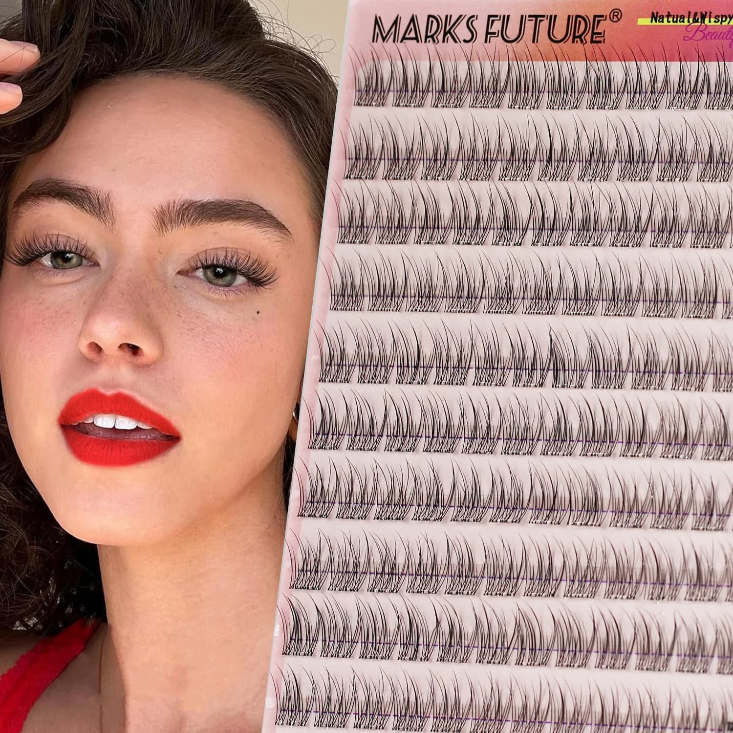 Cluster for self-adhesive eyelashes No glue required 120 pieces Natural self-adhesive eyelashes C-C pressure eyelash Cluster for pre-glued eyelashes Self-adhesive eyelashes