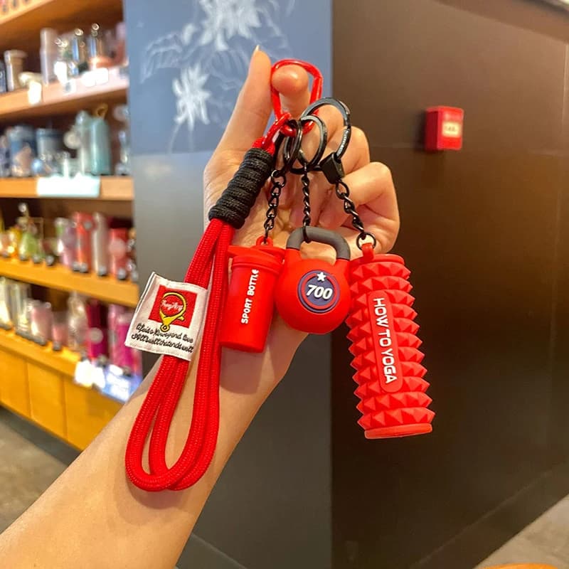 New Fahion handbag pendant with handlebars Kettlebell Keyring with pendants for bags