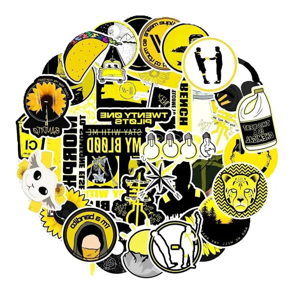 50 pezzi di cartoni animati gialli personalizzati graffiti fantastici adesivi giocattolo laptop iPad skateboard adesivi impermeabili
