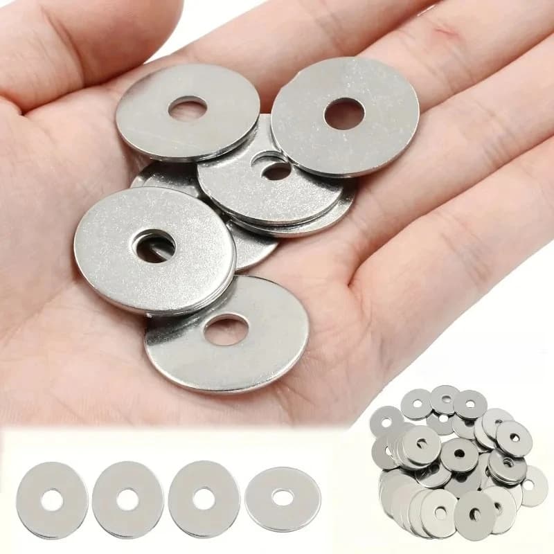 Flat washers M6 50 pieces - Galvanized metal spacers thickened for indoor and outdoor use, anti-rust