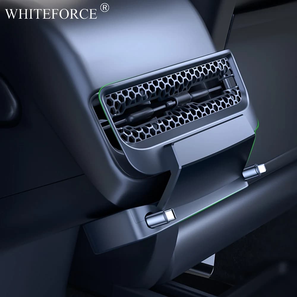 Per Tesla Model 3/Y 2021-2023 presa d'aria posteriore cavo retrattile Docking Station espandibile caricatore rapido adattatore per auto Splitter alimentato