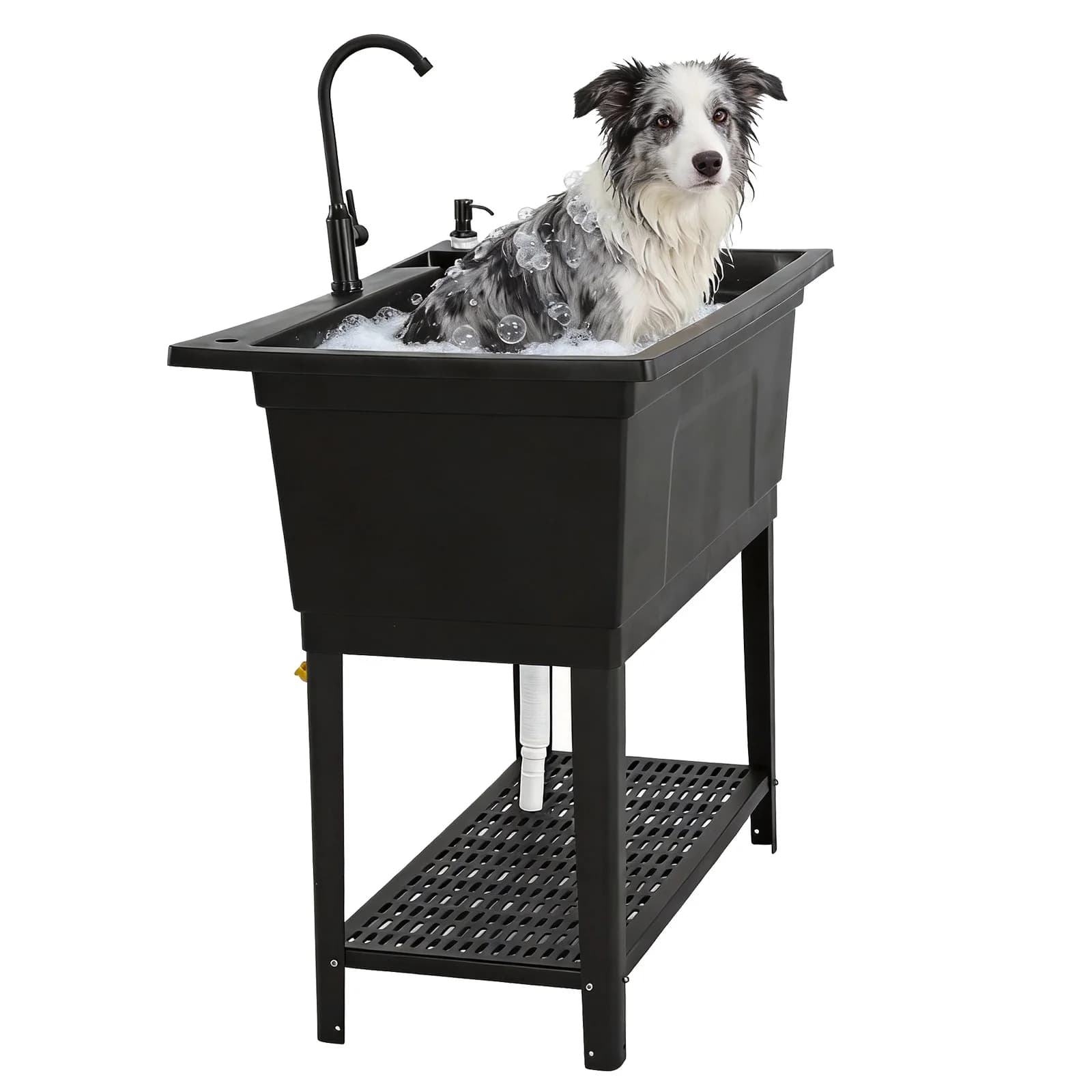 Stazione di Lavaggio Mani Portatile con Rubinetto in Acciaio Inox, Dispenser di Sapone, Lavabo Singolo per Bagno, Cortile e Giardino