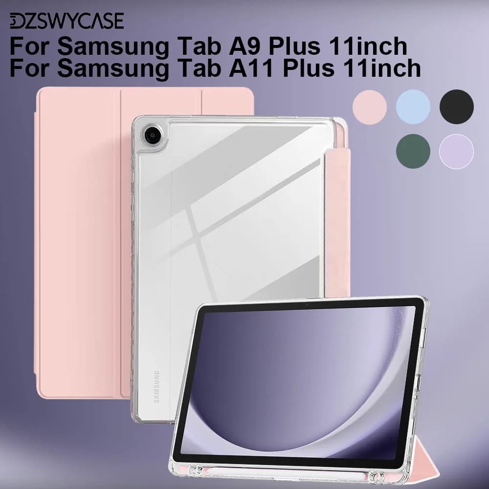 Custodia per Samsung Galaxy Tab A11 Plus / Tab A9 Plus 11 pollici, con supporto per penna, cover posteriore in acrilico trasparente, con supporto per penna
