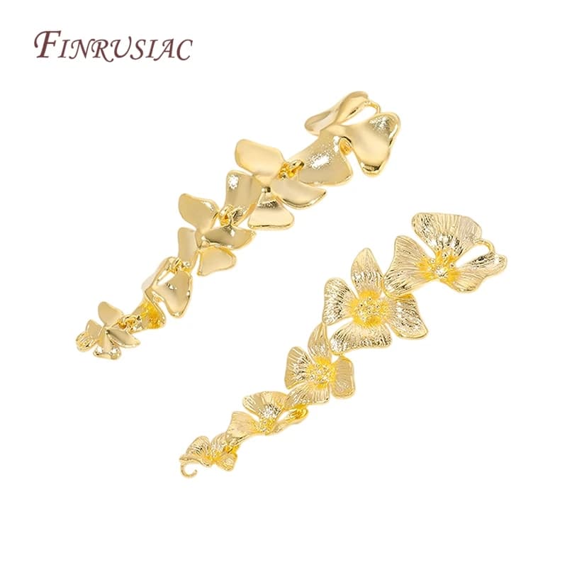 Connettori per Orecchini a Forma di Fiore Placcati in Oro 18K per Creazione di Gioielli Fai-da-Te, Accessori per Collane e Orecchini a Petalo Lungo