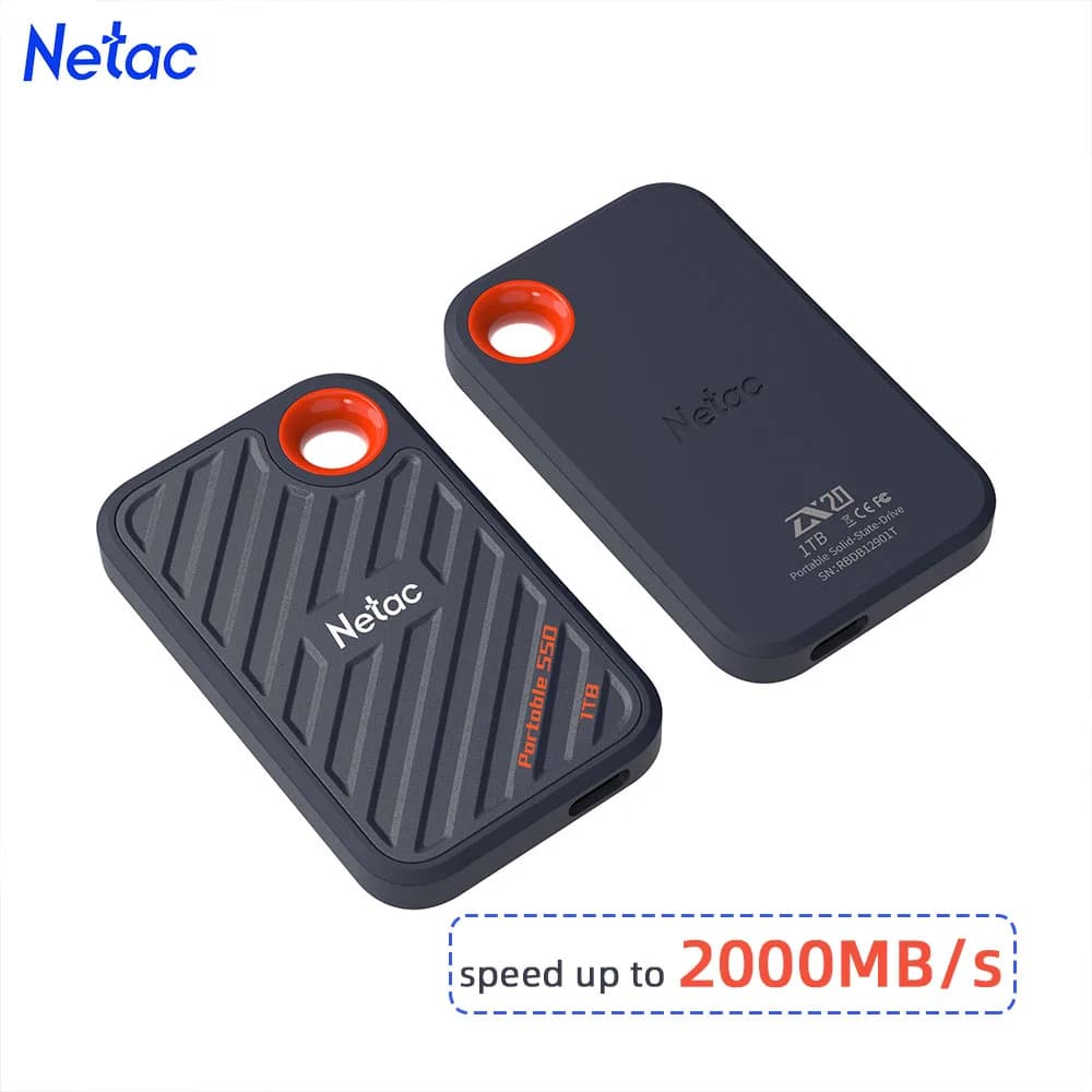 Netac 2000 MB/s unità SSD esterna 1TB 512GB SSD portatile USB3.2 Gen2x2 disco a stato solido ZX20 per desktop laptop aziendale