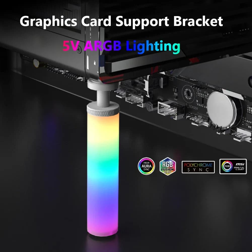 Staffa di supporto GPU per scheda grafica ARGB 5V 3 pin Vite rotante telescopica regolabile in lega di alluminio per supporto GPU verticale