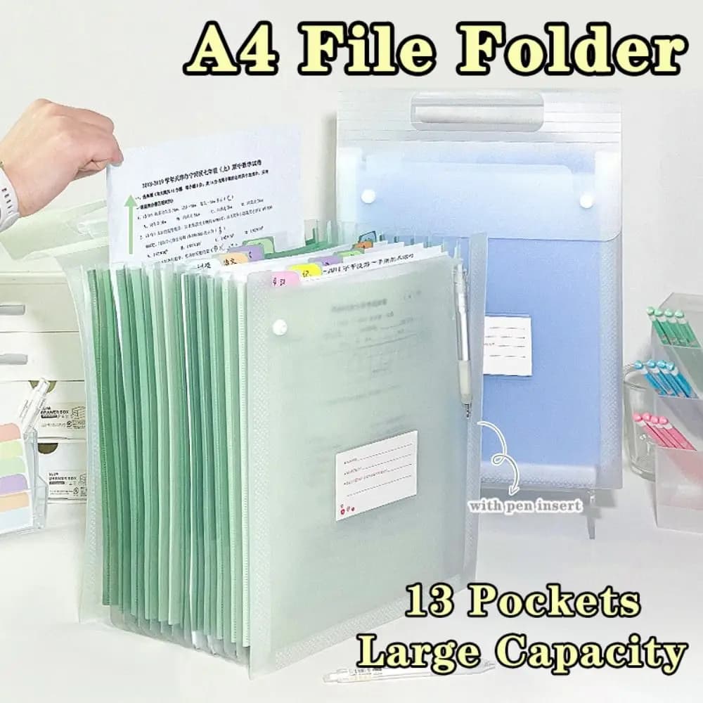 Borsa Portadocumenti Multifunzione con Colore Sfumato, 13 Tasche, Organizzatore Portatile con Coperchio Ribaltabile, Cartella Portadocumenti A4 per Studenti