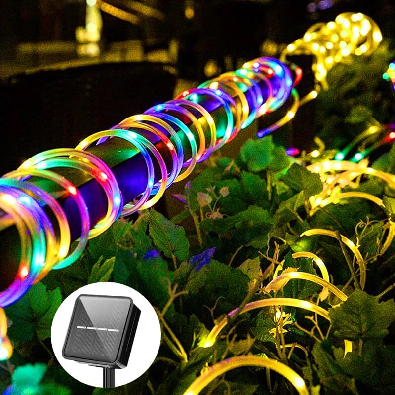 Luci a tubo a corda solare 7/12/22M con 8 modalità Luce a stringa LED impermeabile per esterni per lampada da decorazione natalizia per matrimoni fai da te per interni