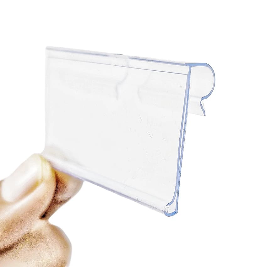 Espositore per Etichette Prezzi in PVC con Gancio, Portaetichette per Scaffali di Supermercati