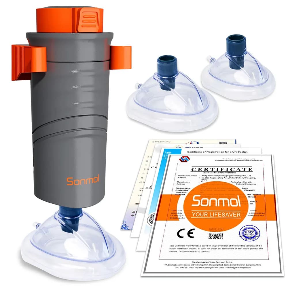 Dispositivo di salvataggio antisoffocamento di primo soccorso automatico per adulti bambini con 3 maschere di diverse dimensioni Kit di emergenza per assistenza alle vie aeree domestiche