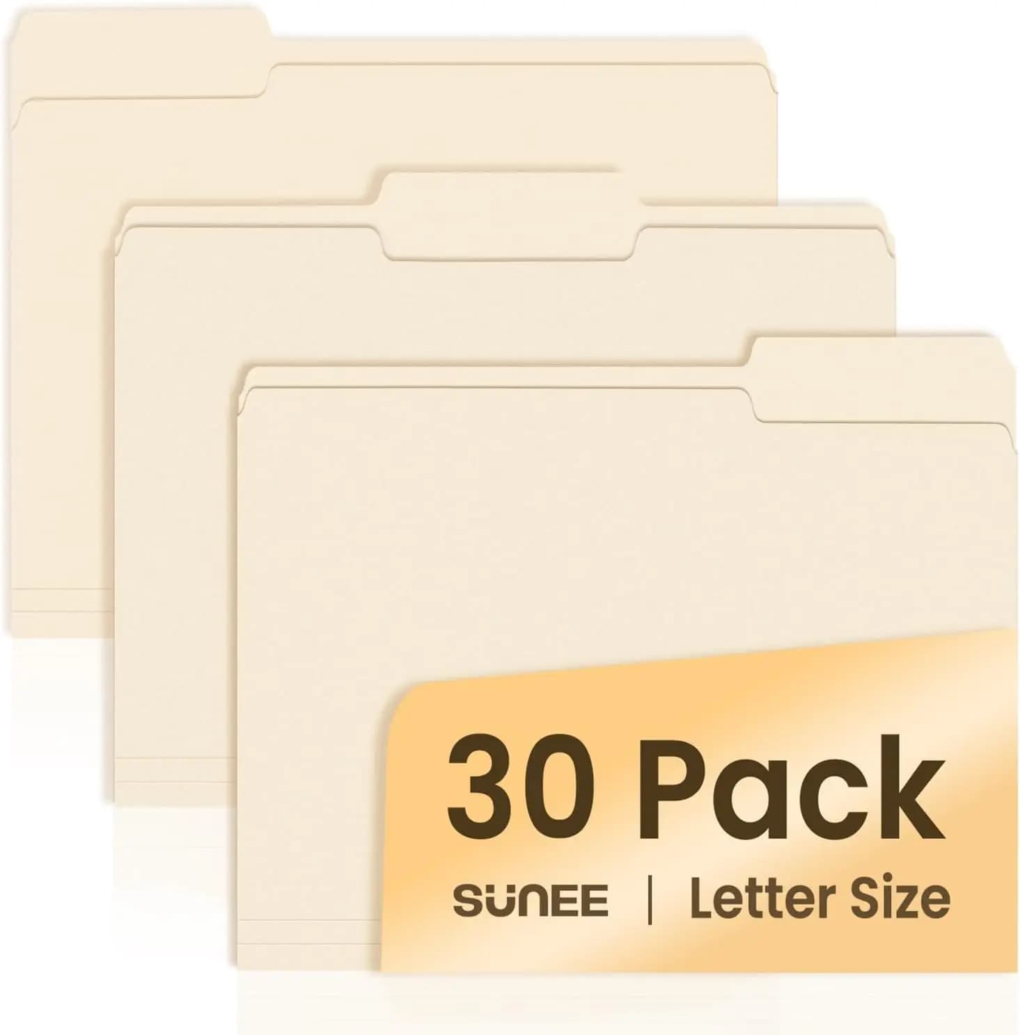 Confezione da 30 cartelle Manila, 8,5 x 11, con linguetta a 1/3 per etichettatura e organizzazione facili, carta resistente per archiviazione a casa, in ufficio e a scuola