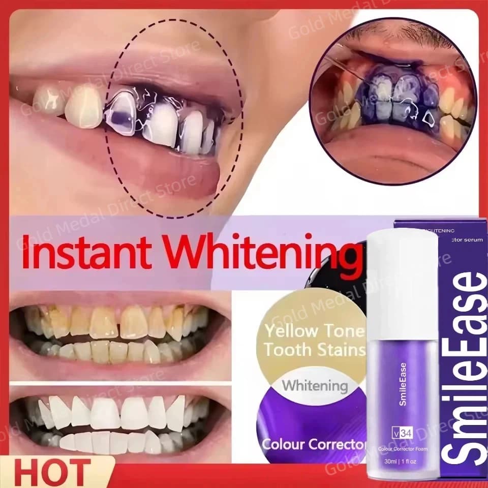 V34 Teeth whitening Purple toothpaste Remove tooth breath Whitening Shaking Essence Corrector Color care Oral mouth free