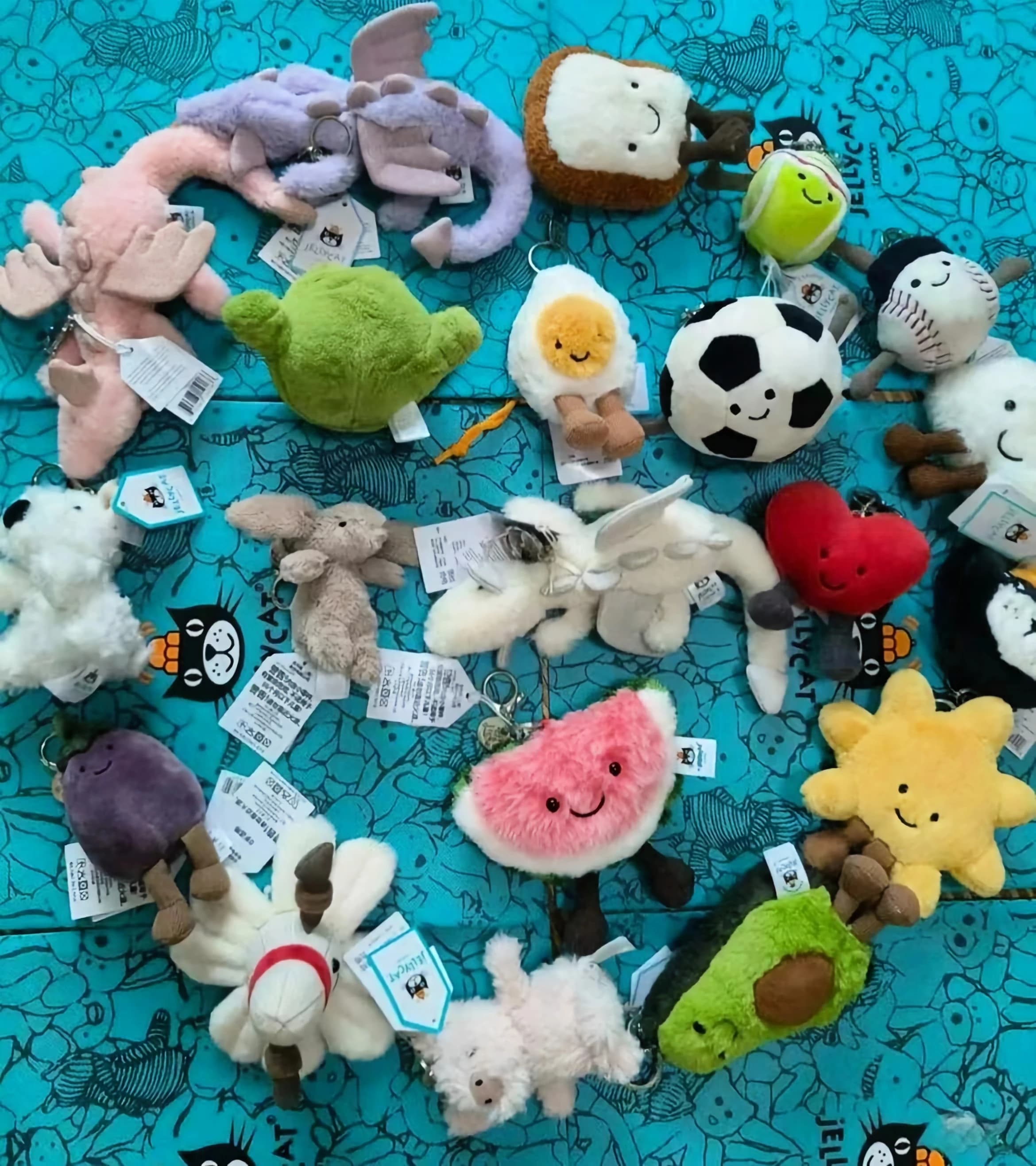 Tagged UK New Tea Bag Marshmallows Cherry, Peanut Cartoon Doll Cat Interactive Toy Pet Gift 818 Back-to-School Gift Keychain