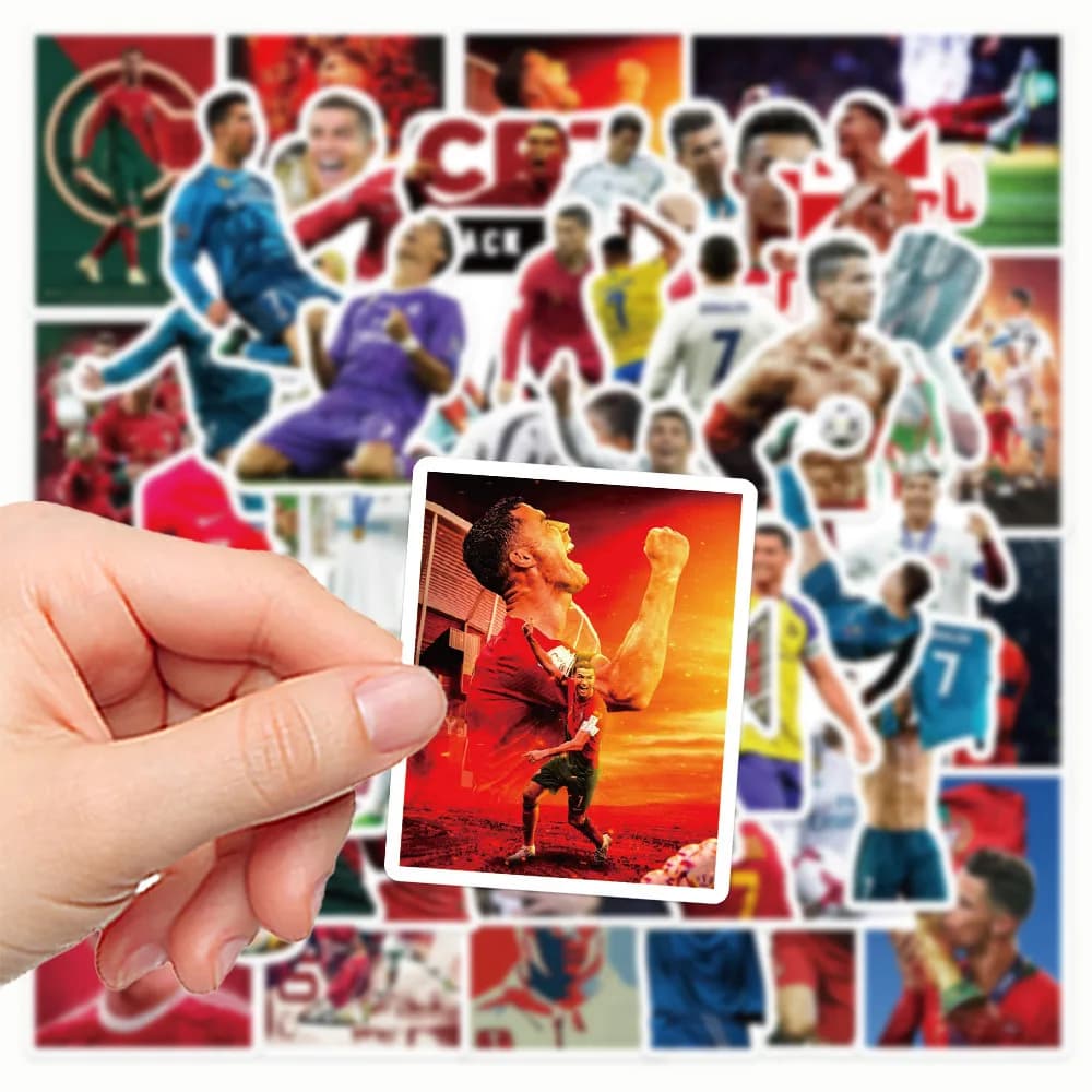 50 pezzi Football Star Cristiano Ronaldo adesivi decalcomanie per telefono laptop valigia notebook skateboard adesivo impermeabile