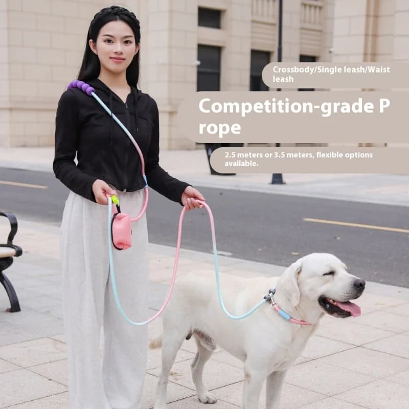 Hand-free training brace, multifunction reflective rope P-Slip with waist belt, anti-fog design for dog agility